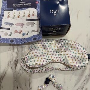 Roller Rabbit Kids Satin Sleep Mask in White with Multi-Color Hearts *rare*